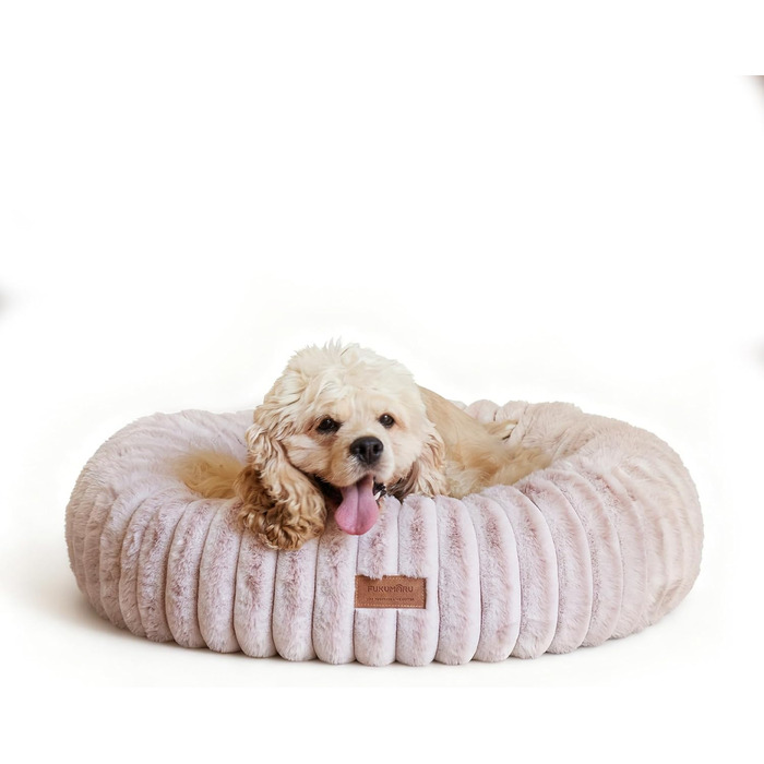 Ортопедичне ліжко для собак та котів FUKUMARU, 76x76x18 см, знімний чохол, сучасний дизайн, рожевий колір