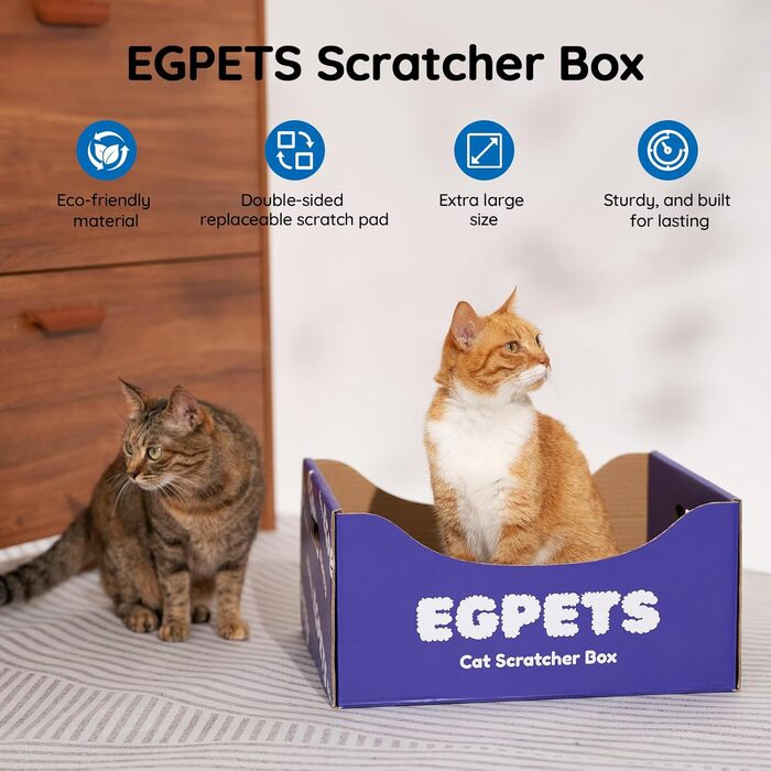 Котяча картонна когтеточка EGPETS, велика, міцна, знімна підкладка, фіолетова