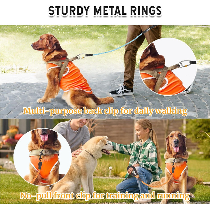 Шлейка для собак, анти-тяга, світловідбиваюча, для середніх та великих собак, регульована, м'яка, дихаюча, для прогулянок та бігу (L) (Style2-M)