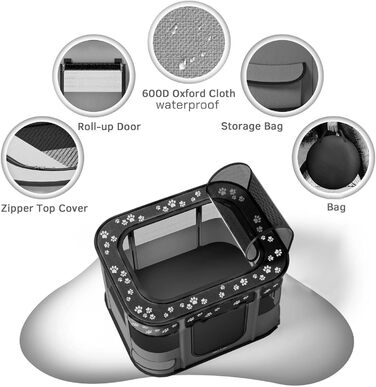 Портативне собаче будиночок/загороди для тварин 90x70x60 см. Складаний вольєр для домашніх тварин, прямокутний, кімната для відпочинку, будиночок для котів/цуценят, чорний