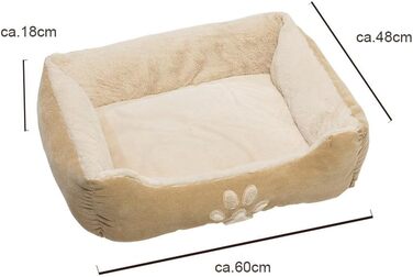 М'яке ліжко для собак та котів, бежеве, 60x50 см