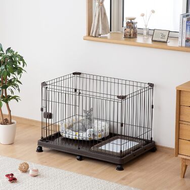 Клітка для собак та котів Iris Ohyama STS-1200TY, 66 см, коричнева, з дахом та замикаючоюся дверима, для внутрішнього та зовнішнього використання