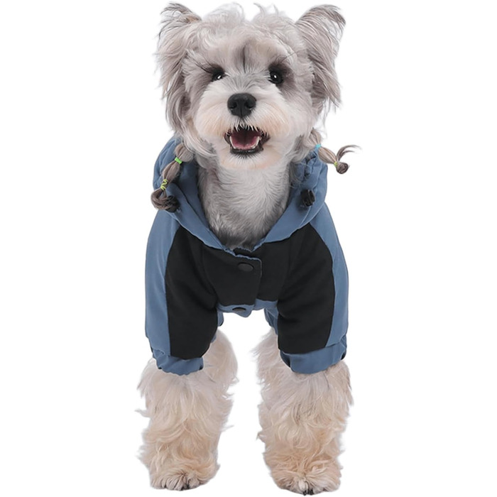 Зимовий теплий пуховик для собак маленьких порід з капюшоном, водонепроникний, теплий, з підкладкою з графіту, синій, розмір S