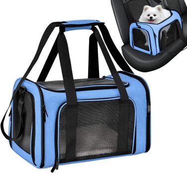 Транспортна переноска для тварин, сумка-переноска, переноска для собак, портативна, багатофункціональна, м'яка, складана, стабільна, безпечна, блакитна