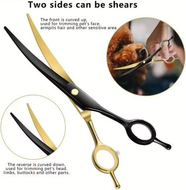 Ножиці для грумінгу собак і котів, нержавіюча сталь, для догляду за шерстю, з вигнутими та прямими лезами, з лезом для розрідження, колір: блакитний павич