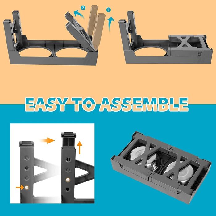 Підвищена годівниця для собак FOSTBEEN з 2 мисками з нержавіючої сталі та повільною годівницею, регульована по висоті