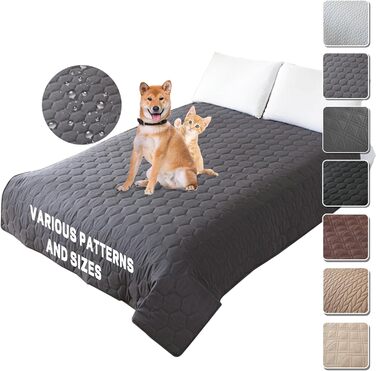 Водонепроникний килимок для собак 218 x 208 см - захист дивану та ліжка, великий, миючий, антиковзкий, для собак та котів (S-102 x 127 см, соти, темно-сірий)