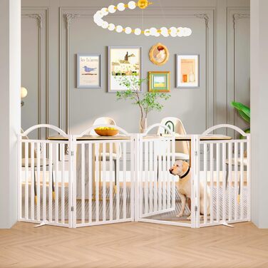 Металеве вольєр для собак BHG Freistehendes Hundegitter, без монтажу, з дверцятами, 243,8 x 81,3 см, білий, 4 панелі