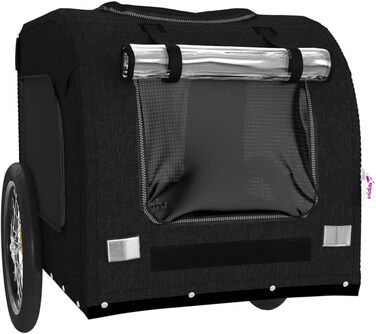 Фургон для собак VidaXL - чорний, 45 кг, з прапором та відбивачами, 69 x 133.5 x 73.5 см