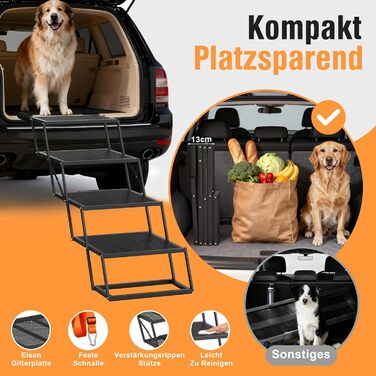 Східці для собак ROTTOGOON, 4-ступеневі, складані, з антиковзкою поверхнею, для автомобіля, SUV та вантажівки
