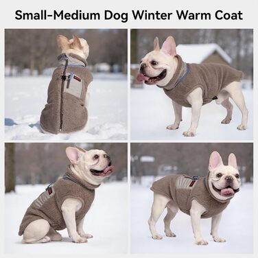 Теплий зимовий жилет для собак FeimaX з флісу, з D-початком, для малих та середніх собак, колір кава