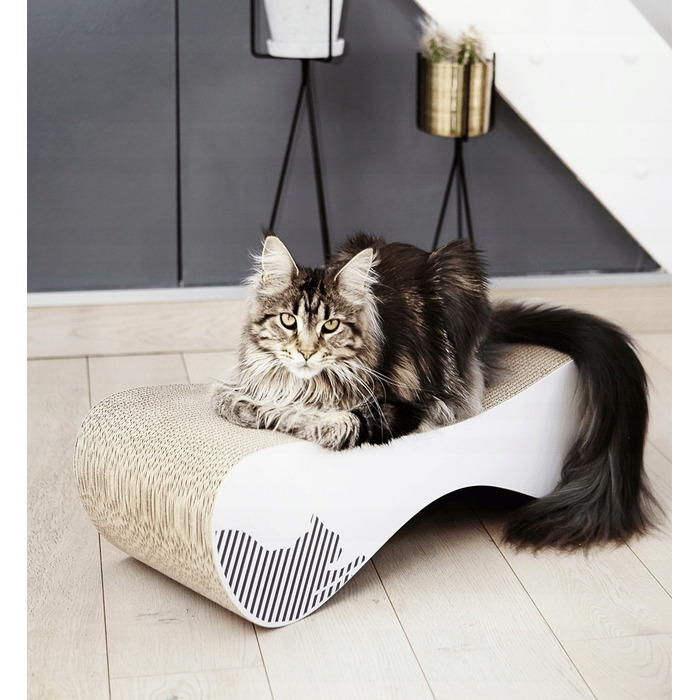 Картонна дряпалка myKotty біла, 71x21x25 см, для кошенят та дорослих котів