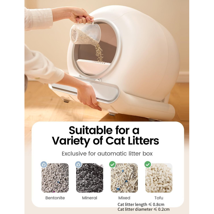Автоматичний самоочисний лоток для котів з контролем піску, APP-керування, 65л
