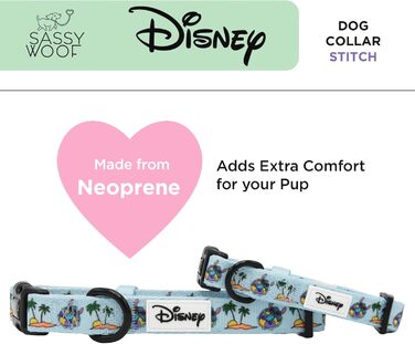 Офіційний нашийник Sassy Woof Disney Stitch для маленьких собак, регульований, міцний, зручний, стильний