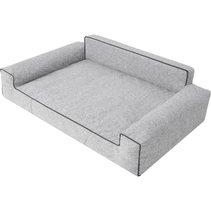 Ліжко для собак, корзина для котів, XXL (116x78 см), чорний та сірий, знімний чохол, миється