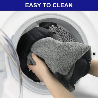 Килимок для собак Outdoor: водовідштовхувальний, 100x70 см, миючий, для подорожей та кемпінгу. З сумкою та щіткою для видалення шерсті. Підходить для собак та котів. Теплий, великий килимок для подорожей (Чорний, вовна)