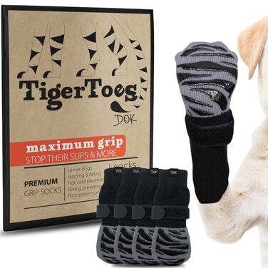 Протиковзкі шкарпетки для собак DOK TigerToes Premium для твердих підлог, захист лап від слизьких поверхонь та вилизування, посиленийgrip
