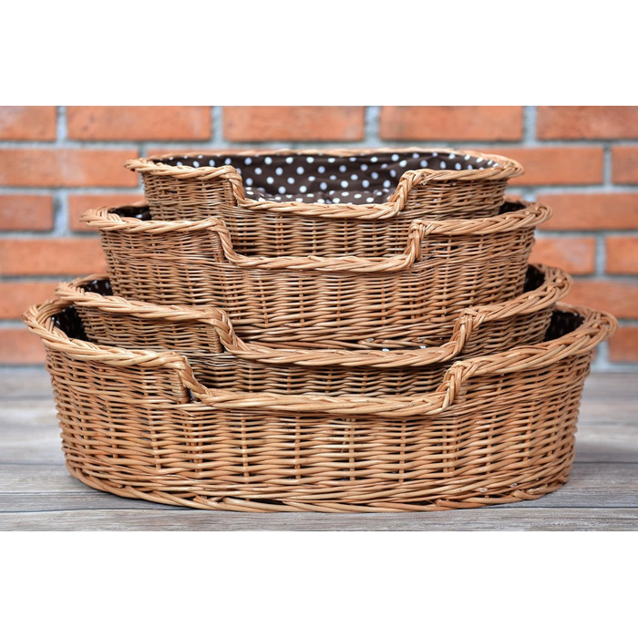 Корзина для собак з лози e-wicker24 502-60, брунатний колір, 60 x 43 x 19 см (80 x 60 x 26 см), натуральний дизайн