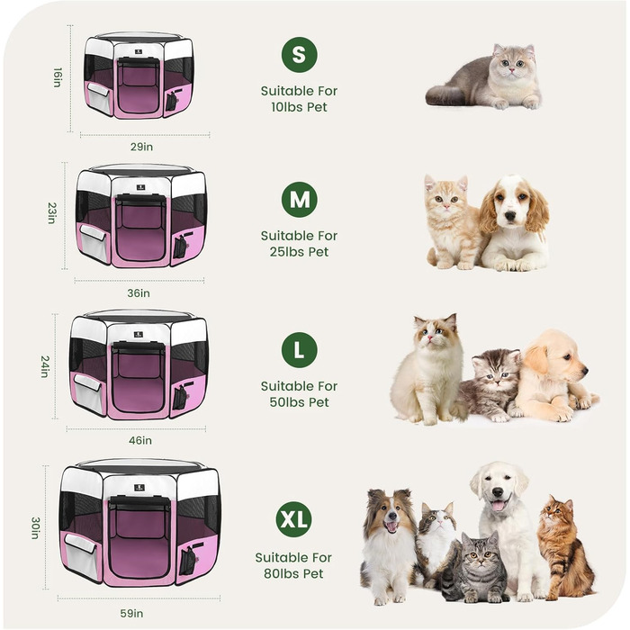 X-ZONE PET переносний складаний вольєр для собак і котів, 600D оксфорд, знімний верх на блискавці, для дому та вулиці