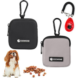 Сумка для ласощів для собак COOWONE з кликером для дресирування, водонепроникна, з тримачем для пакетів, чорна та сіра
