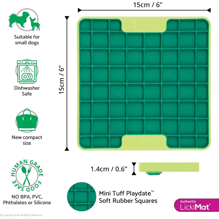 Килимок для собак LICKIMAT Mini Tuff: повільне годування, розвага та зменшення тривоги, рожевий (зелений, Playdate)
