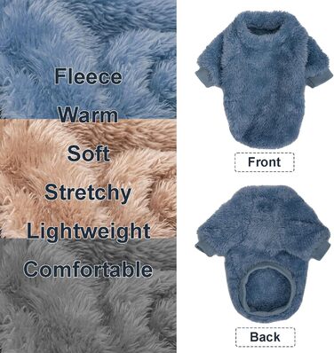 Пуловери для собак Kyaringtso, 2 шт., для маленьких собак, одяг для собак, дівчаток та хлопчиків, ультрам'які та теплі, зимові, на Різдво (XXS - XXL, блакитний + світло-коричневий + темно-сірий)