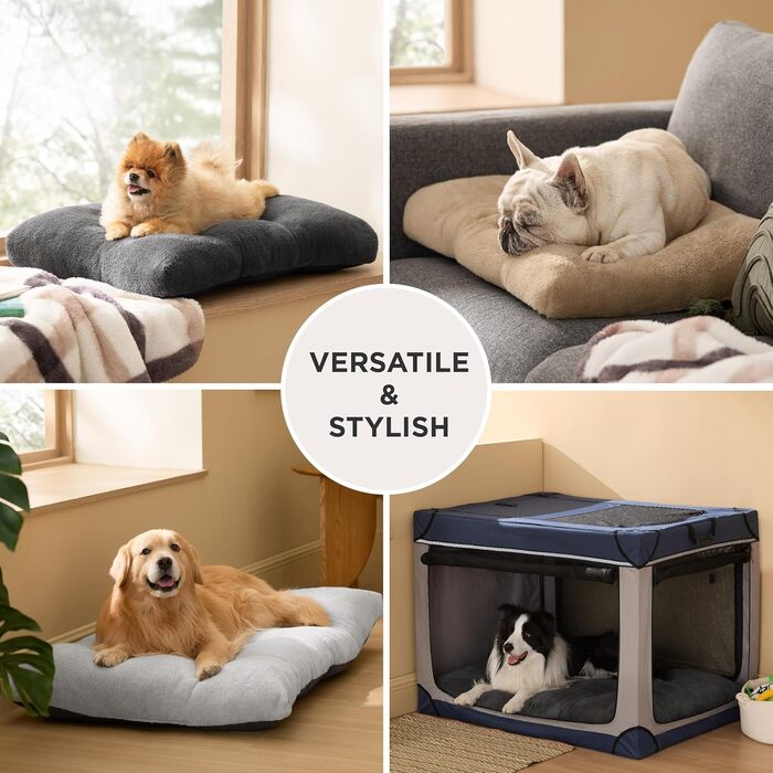 Килимок для собак BEDSURE XL - великий, сірий, 104x69x8 см. З антиковзким дном, для великих собак, з подушкою для заспокоєння.