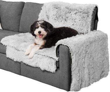 Захисний плед для меблів Furhaven Snuggly Spot, довге штучне хутро, кутовий, сірий, один розмір, машинне прання