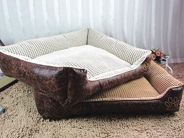 М'яке розкішне ліжко для собак GUOCU з знімним подушкою, водонепроникне, з кортекс-матеріалу, для домашніх тварин, різних розмірів, XXL (L (70x55x22 см), Бежевий)