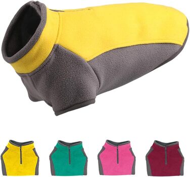 Жакета для собак з напівблискавкою, теплий зимовий пуловер/мантель для маленьких собак та цуценят, жовтий