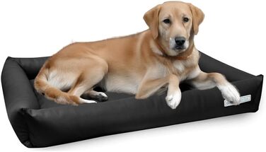 Ортопедична подушка-ліжко для собак M, 100 x 75 см, чорна, з штучної шкіри