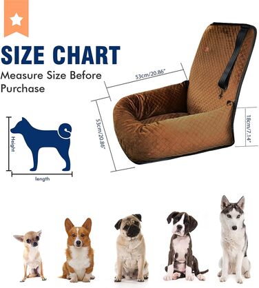 Автокрісло для собак, підвищувач для домашніх тварин, безпечне автокрісло для собак. Зручне та безпечне, легко розбирається для чищення. Чорний/Коричневий