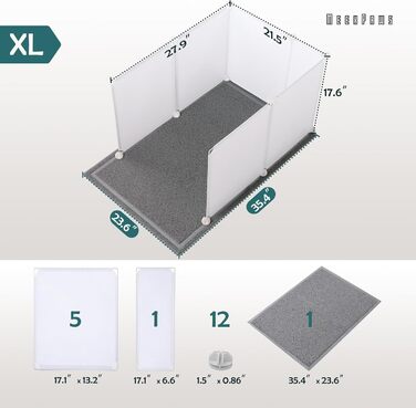 MEEXPAWS Великий туалет для котів зі знімним бортиком, 71x55x45 см, легке чищення, білий