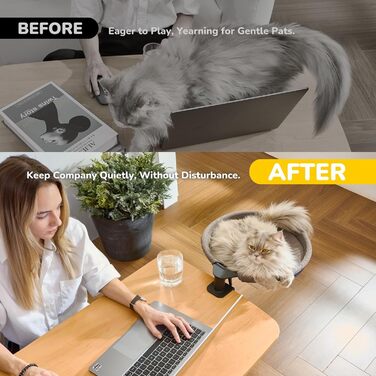 Кішка-гамак CATISM: крутиться на 360°, зручне ліжко-кошик для котів, сірий, 36x38 см, до 20 кг