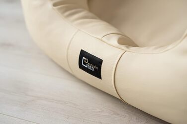 Ортопедичне ліжко для собак Nancy Premium, велике, кремове (XL) - килимок, ліжко для собак з еко-шкіри, з антиковзаючою поверхнею, зносостійке, міцне