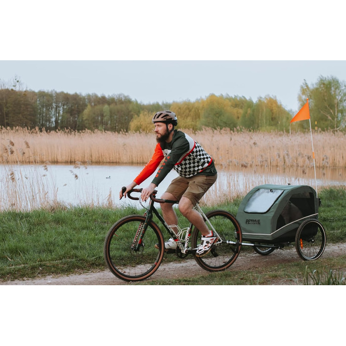 Причіп для велосипеда для собак до 40 кг Active ONE 2в1, пружинний, зелений