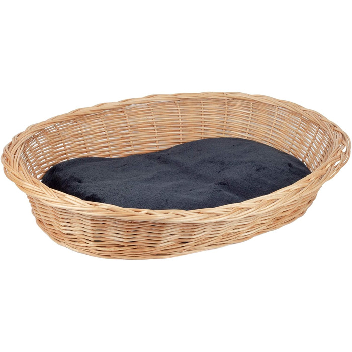 Корзина для собак Tigana з плетінням з лози, з подушкою, діаметр 60 см, натуральний колір