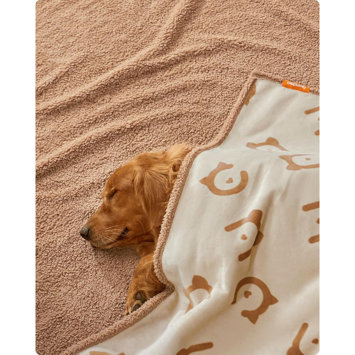 Покривало для собак Feandrea водонепроникне, Sherpa Fleece, XL 152x127 см, бежеве (PPB060K01). Захист для дивана, машинне прання