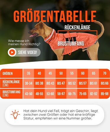 Дощовик для собак ZAUBERPFOTE® London Orange 65 | Водонепроникний, з YKK® блискавкою | Для малих, середніх та великих собак