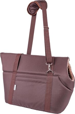 BOUTIQUE ZOO Сумка-переноска для собак XL (до 15 кг) – велика переноска для середніх собак та котів – м'яка, складна та пральна – 52×35×39 см – (Д 52 x Ш 35 x В 39 см, Коричневий Бежевий/Мінки)
