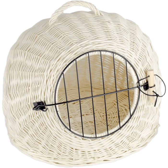 Тігана Корб-печеринка для котів, корзина-лежанка з ротангу, біла (45 см + подушка)