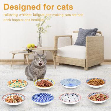 Набори керамічних мисок для котів FOSTBEEN (8 шт.), для корму та води, без втоми вусів, підходять для кошенят