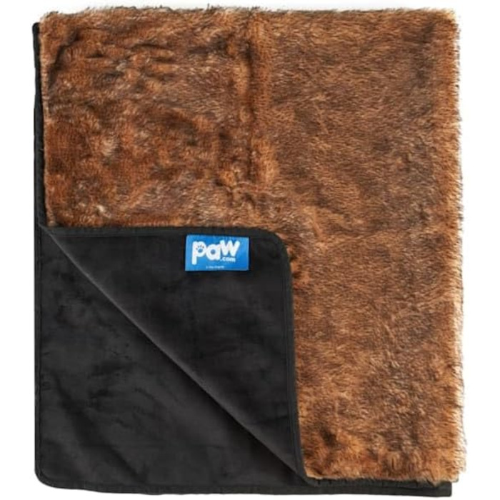 Водонепроникна плед-ковдра для домашніх тварин PAW BRANDS, 152x127 см, мікрозамша, штучне хутро, машинне прання, для великих собак і котів, червоно-коричнева