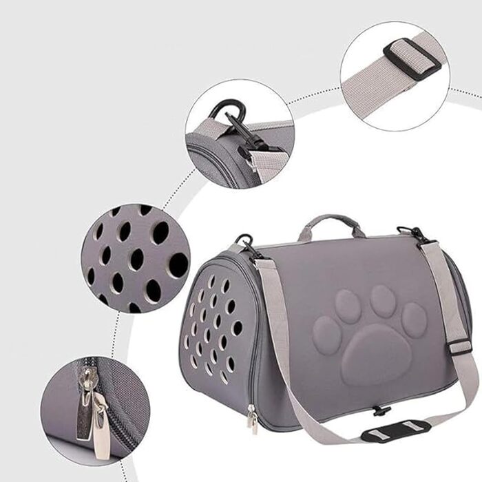 М'яка переноска для котів | Переноска-сумка з регульованим плечовим ременем, переноска для котів на вихід - для відвідування ветеринара, міських активностей, подорожей рюкзаком, походів, відпочинку на природі та кемпінгу (Сірий, M)