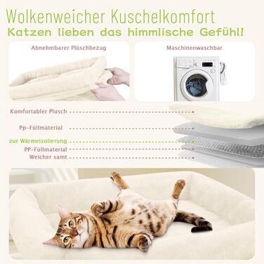 Дерев'яна кігтеточка для котів LEEJARD XXL, 148 см, з платформами, будиночком, гамаком, іграшками та захистом від перекидання, бежева