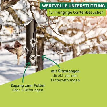 Годівниця для птахів Windhager Saatmischung з насіннєвою сумішшю, з металу, 13,5 x 13,5 x 35 см, 06969, Антрацит