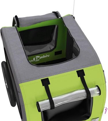 Фургон для собак vidaXL - причіп для собак з відбивачами та прапором, максимальне навантаження 45 кг, зелено-сірий, 69 x 133.5 x 73.5 см