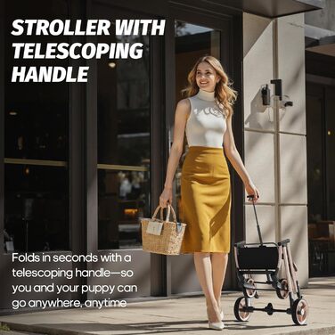 Дитяча коляска для тварин з 4 колесами, візок для собак з знімною люлькою, складаний візок-переноска для собак та котів до 22,7 кг, 3-в-1, багатофункціональний