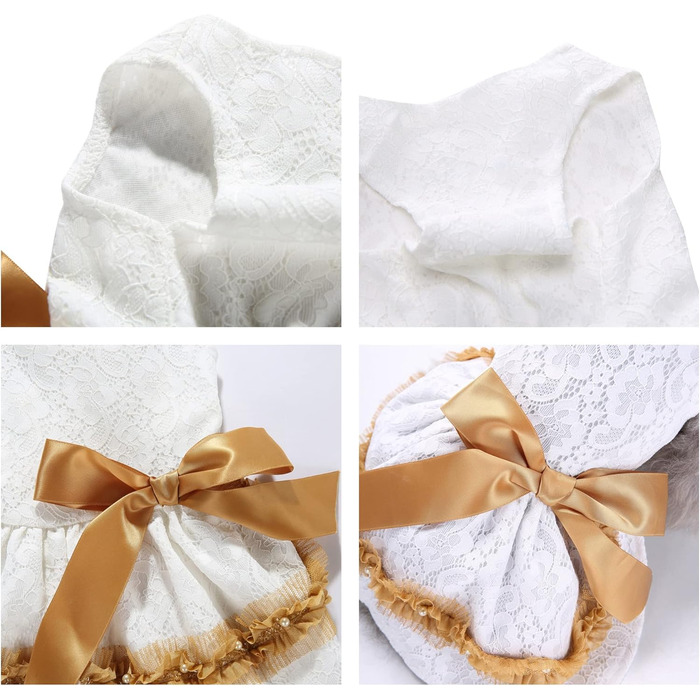 Сукня для собак LifeWheel: елегантний наряд для маленьких та середніх собак, цуценят. Сукня принцеси з мереживом, тепла, для святкування (Halloween, Різдво, весілля) - білий колір.