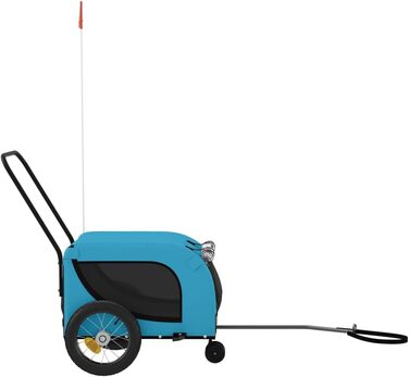 Фургон для собак VidaXL - переносний, з прапором та відбивачами, до 45 кг, 124 x 53 x 53 см, блакитно-чорний